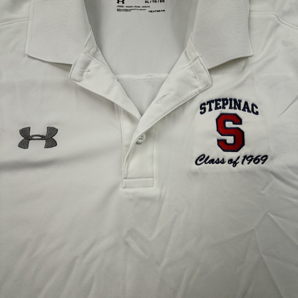 Under Armour Stepinac Class of 1969 White Polo Shirt XL‎ NWOT - Picture 4 of 8